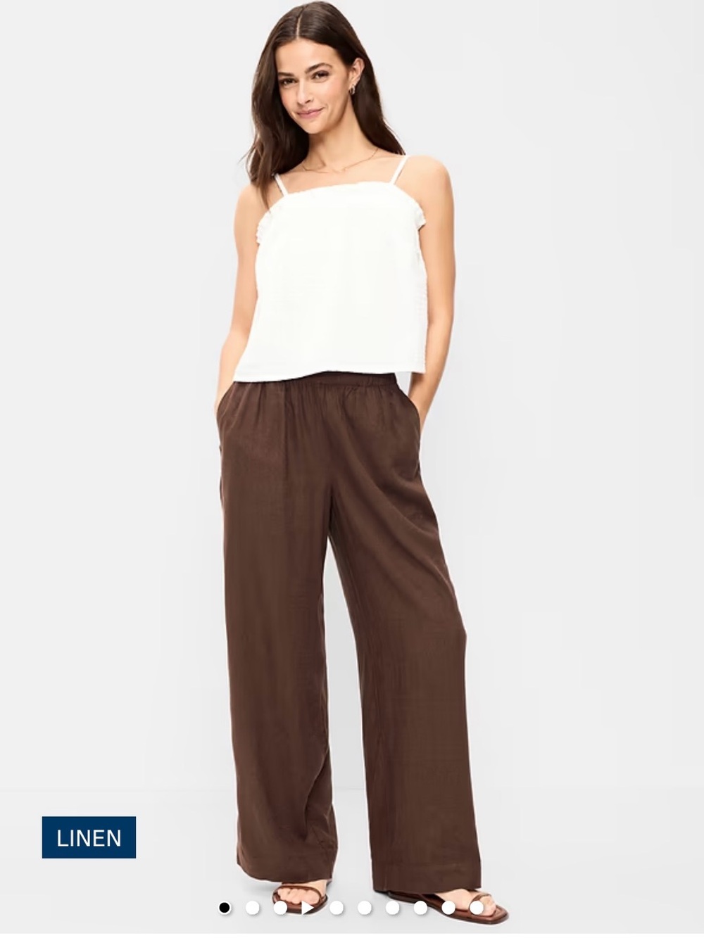 Women's Linen Wide-Leg Pants in Warm Brown